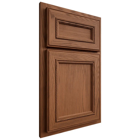 Shiloh Cabinetry Partial Overlay Shelby Red Oak Plain Cut Braun Door