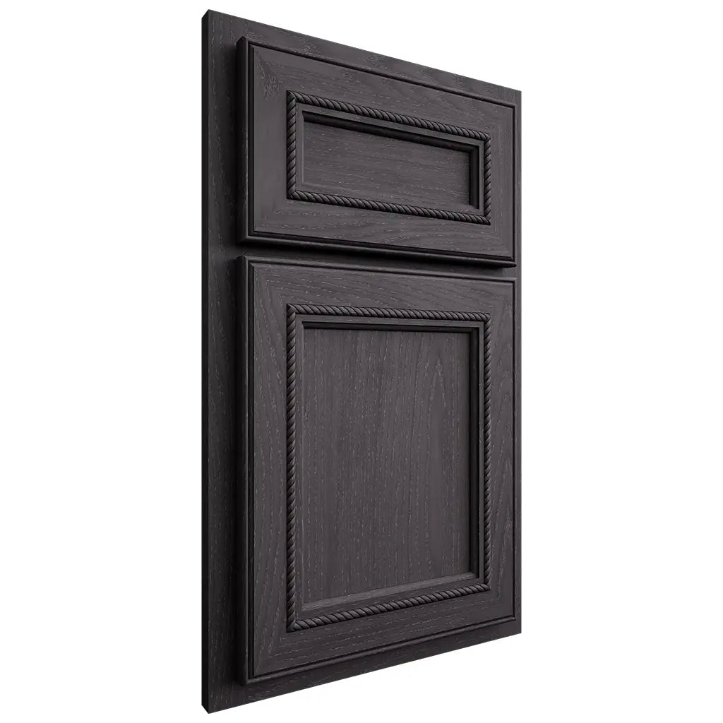 Shiloh Cabinetry Partial Overlay Shelby Red Oak Plain Cut Harbor Door