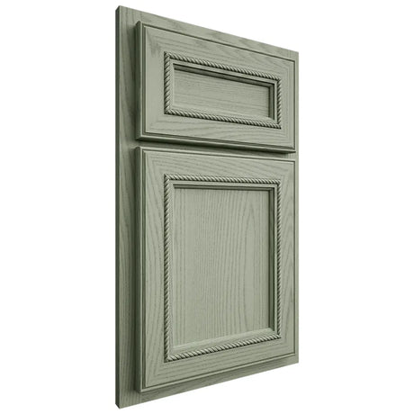 Shiloh Cabinetry Partial Overlay Shelby Red Oak Plain Cut Moss Door