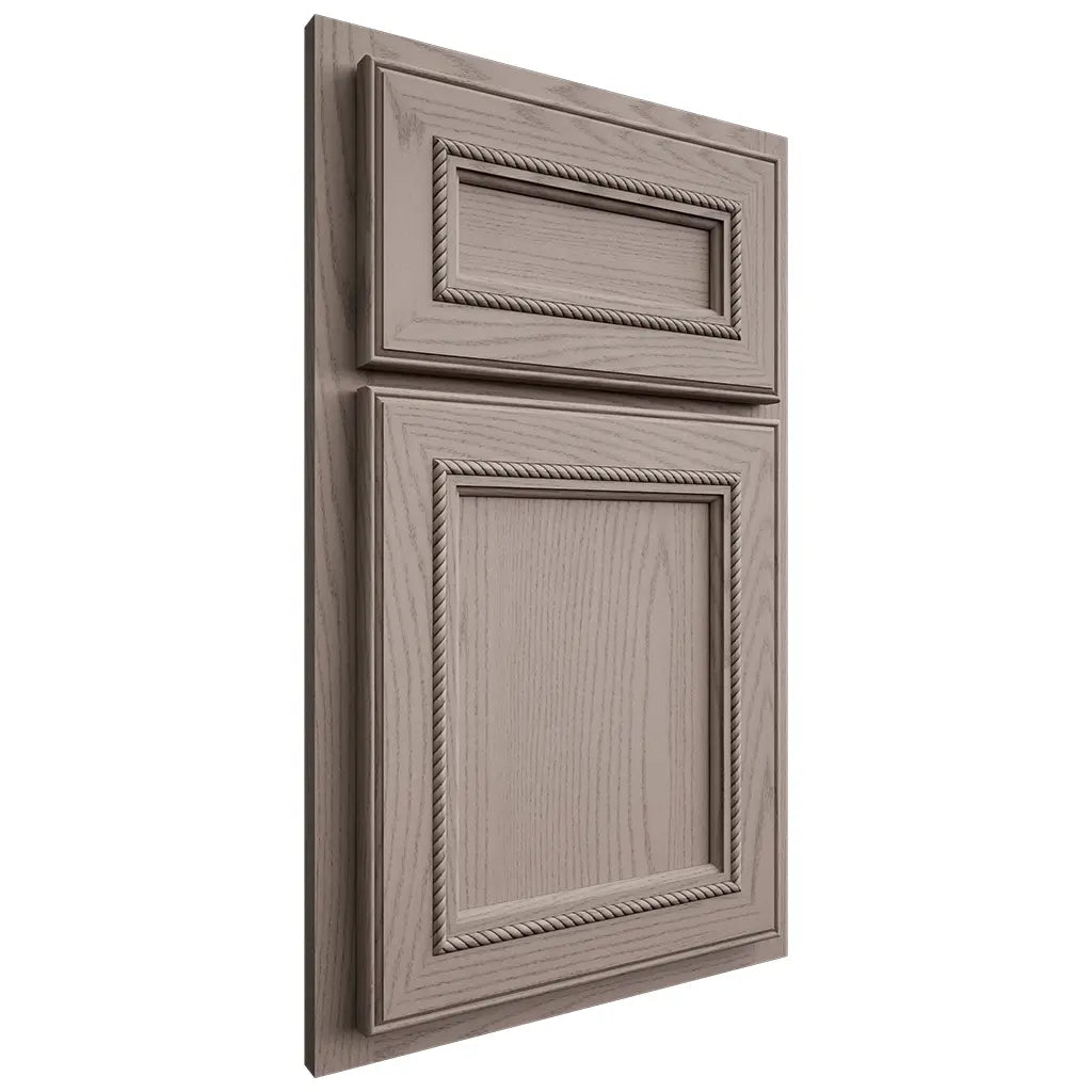 Shiloh Cabinetry Partial Overlay Shelby Red Oak Plain Cut Sterling Door