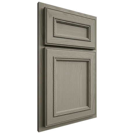 Shiloh Cabinetry Partial Overlay Shelby Red Oak Plain Cut Thyme Door