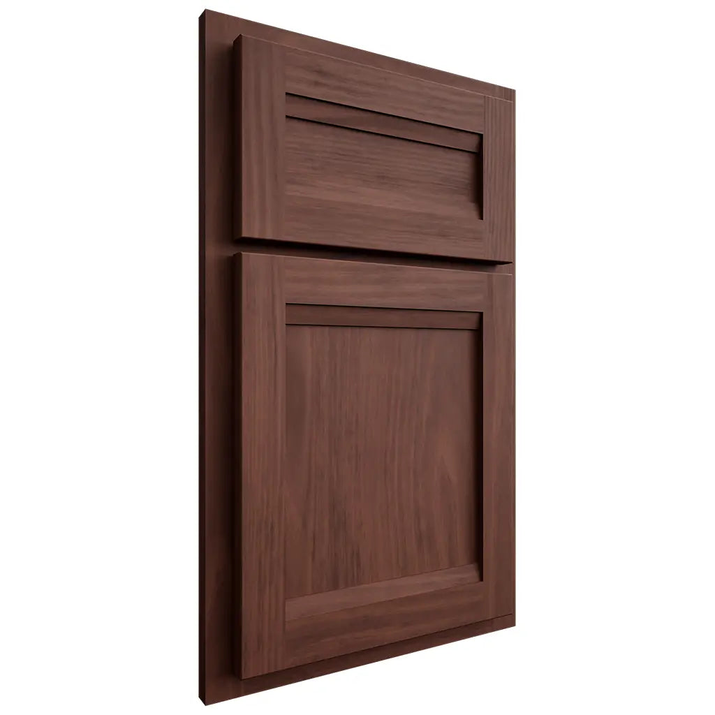 Shiloh Cabinetry Partial Overlay Somerset Cherry Plain Cut Bourbon Door