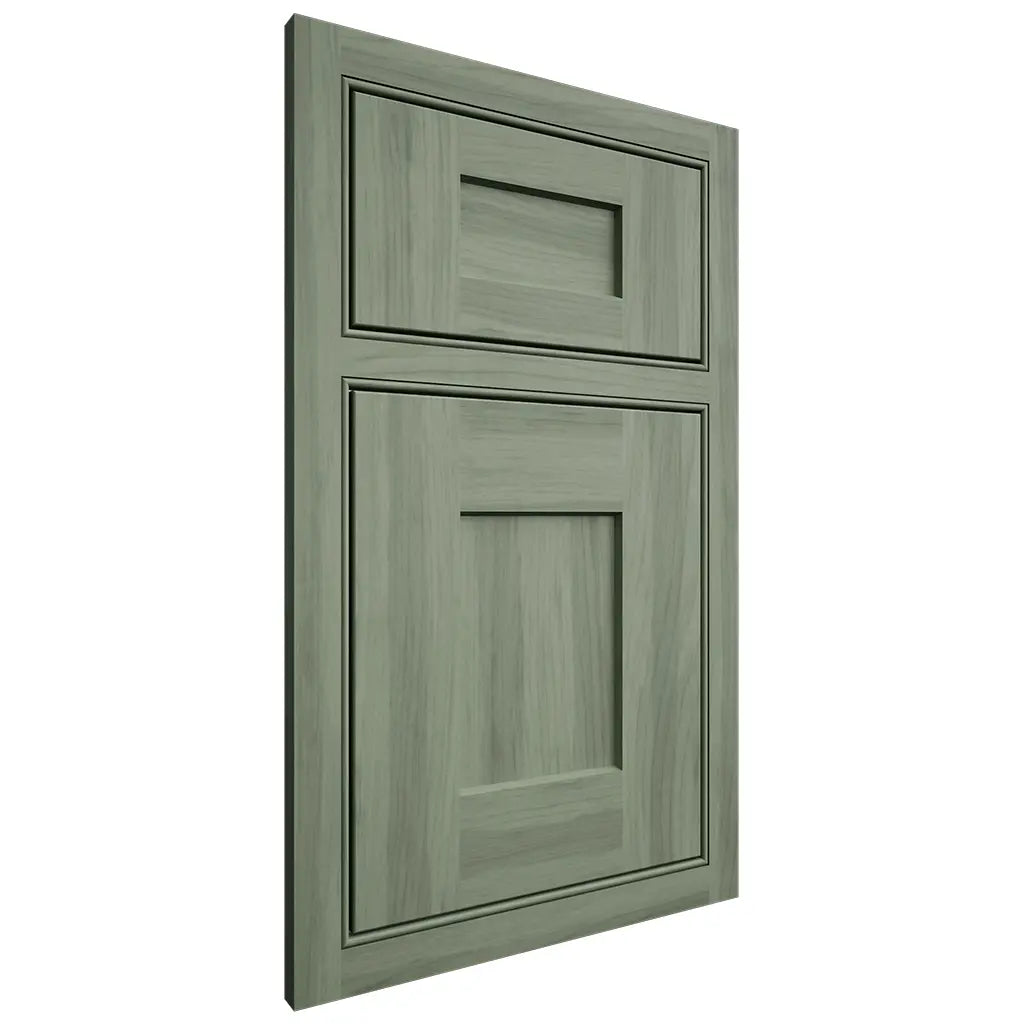 Shiloh Cabinetry Partial Overlay Somerset Hickory Plain Cut Moss Door