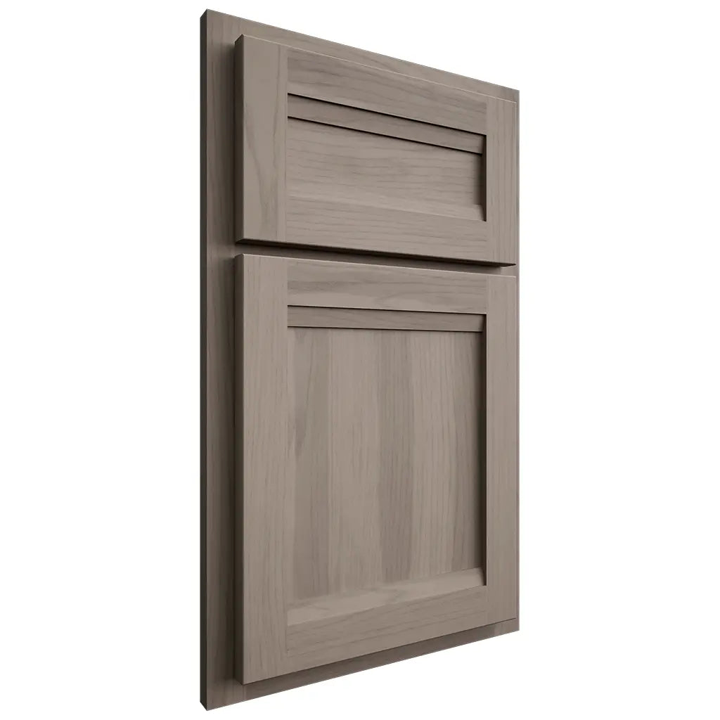 Shiloh Cabinetry Partial Overlay Somerset Hickory Plain Cut Sterling Door
