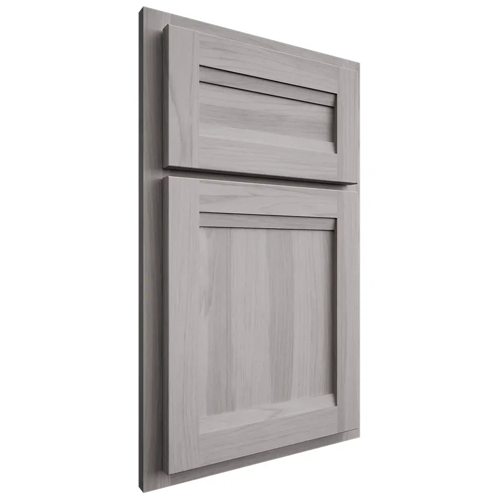 Shiloh Cabinetry Partial Overlay Somerset Hickory Plain Cut Stratus Door