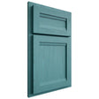 Shiloh Cabinetry Partial Overlay Somerset Red Oak Plain Cut Aqua Door