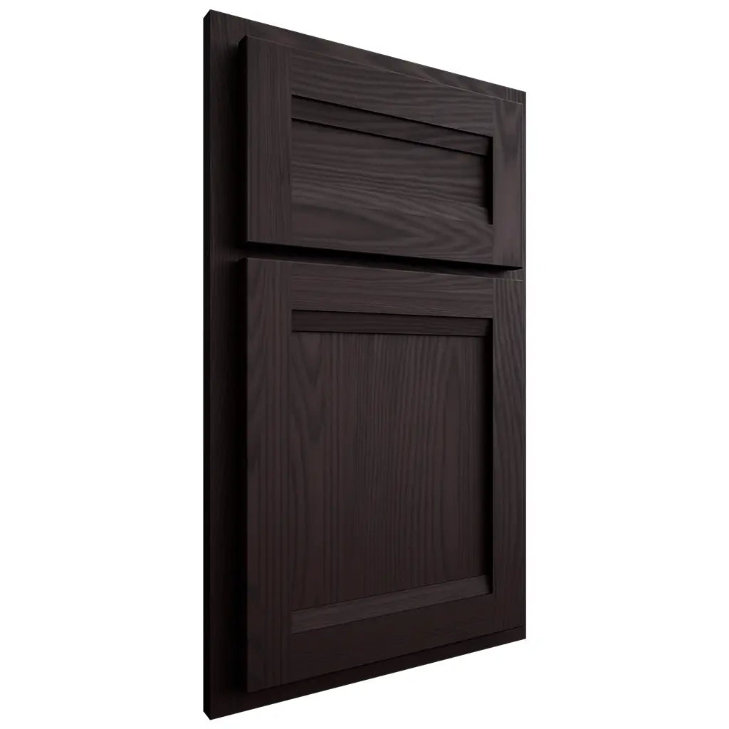 Shiloh Cabinetry Partial Overlay Somerset Red Oak Plain Cut Espresso Door