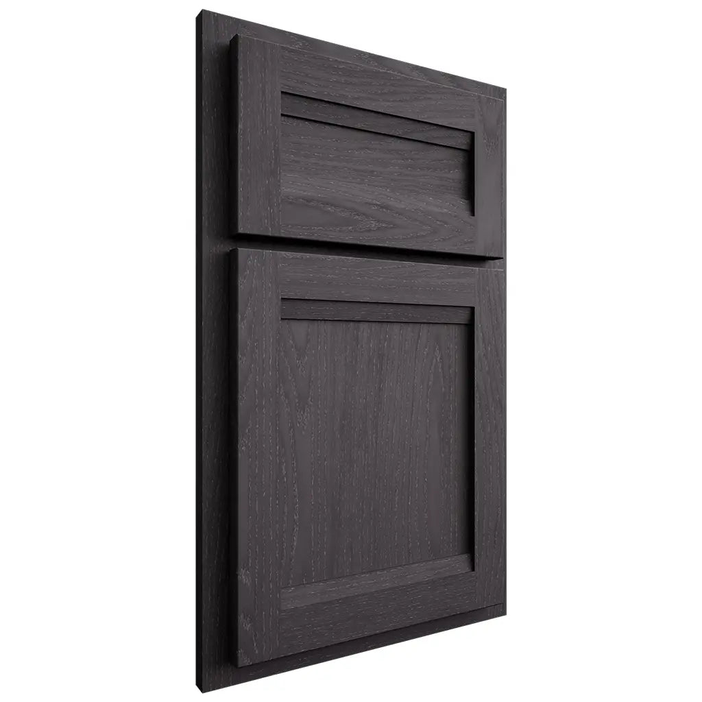 Shiloh Cabinetry Partial Overlay Somerset Red Oak Plain Cut Harbor Door