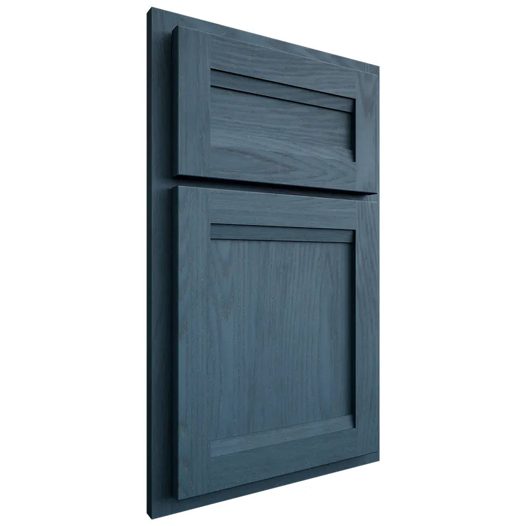 Shiloh Cabinetry Partial Overlay Somerset Red Oak Plain Cut Hudson Door