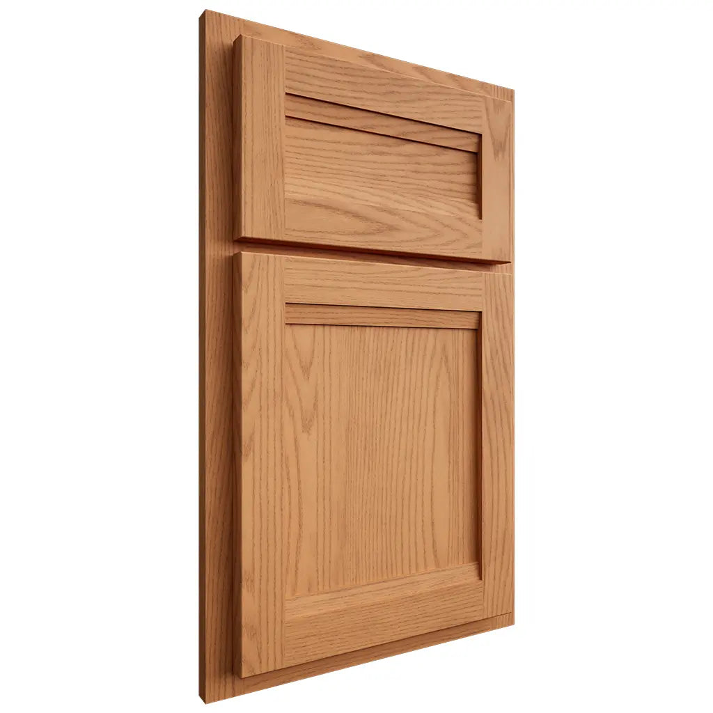 Shiloh Cabinetry Partial Overlay Somerset Red Oak Plain Cut Medium Door