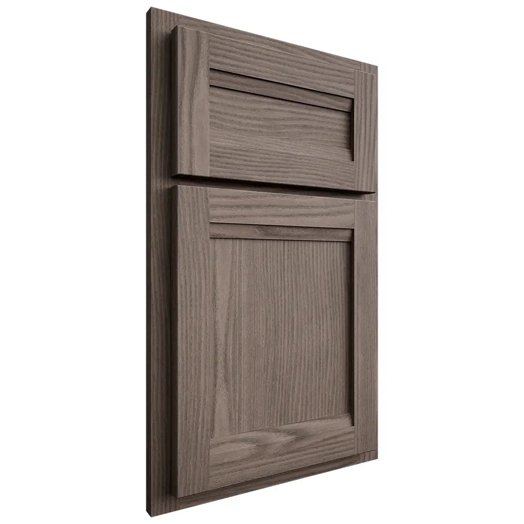Shiloh Cabinetry Partial Overlay Somerset White Oak Plain Cut Clay Door
