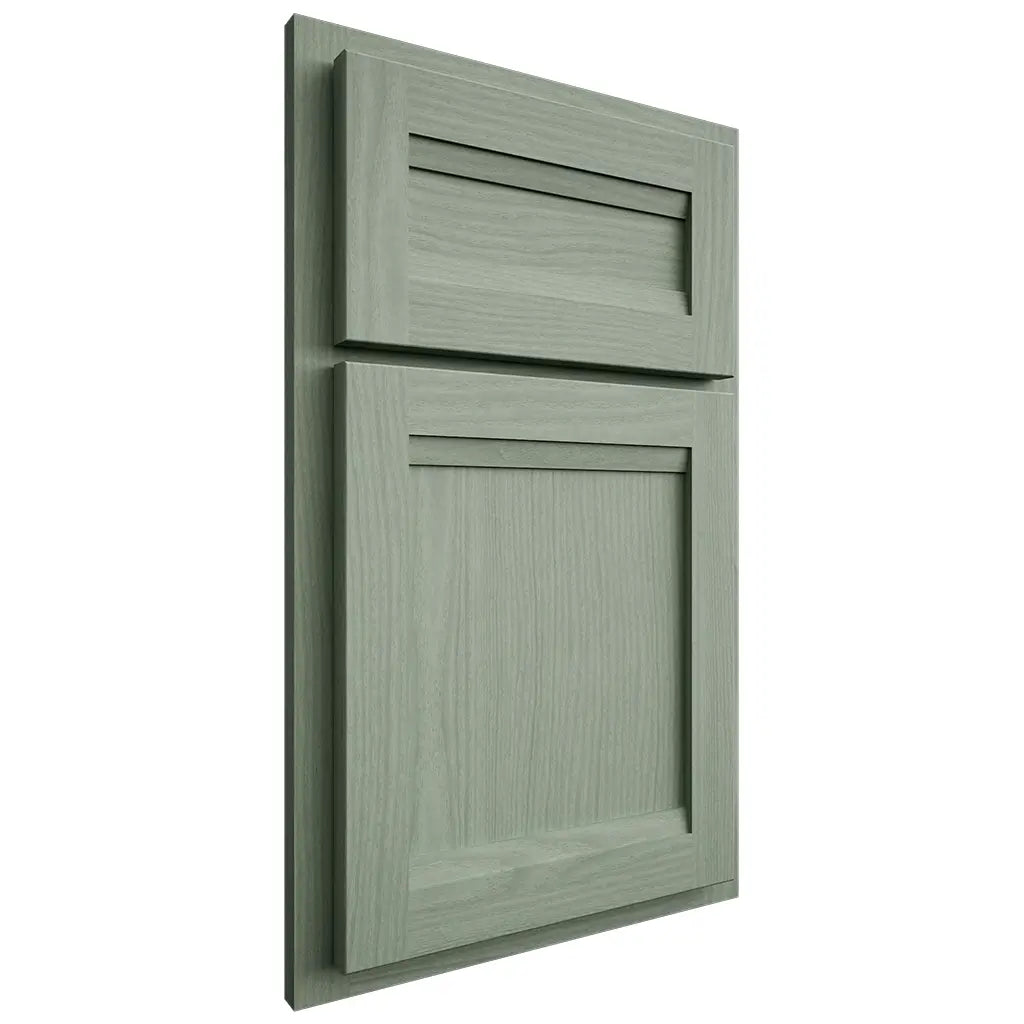 Shiloh Cabinetry Partial Overlay Somerset White Oak Plain Cut Moss Door