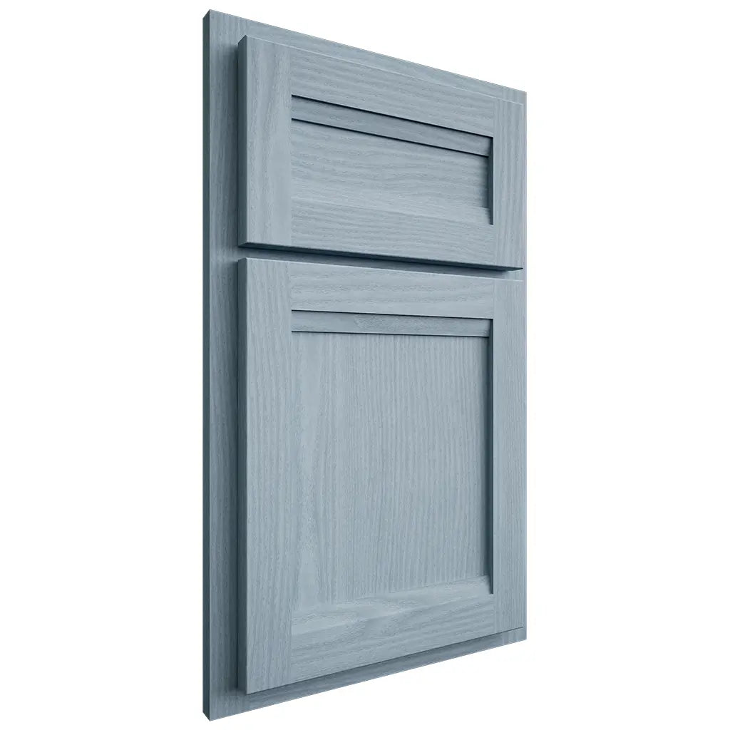 Shiloh Cabinetry Partial Overlay Somerset White Oak Plain Cut Sky Door