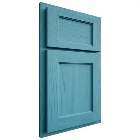 Shiloh Cabinetry Partial Overlay Square Flat Alder Plain Cut Aqua Door