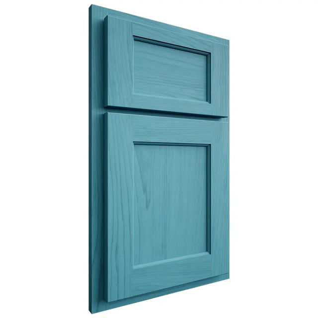 Shiloh Cabinetry Partial Overlay Square Flat Alder Plain Cut Aqua Door