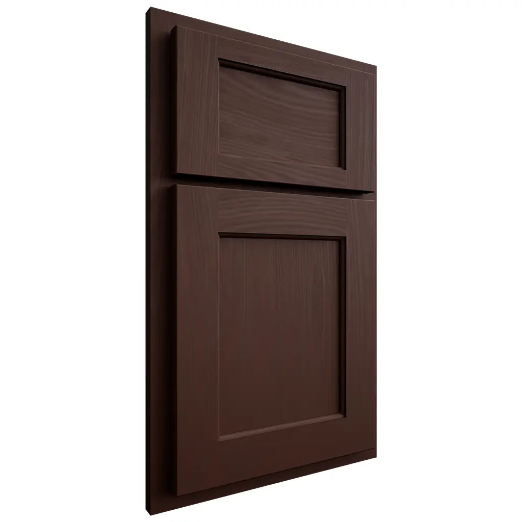 Shiloh Cabinetry Partial Overlay Square Flat Alder Plain Cut Umber Door