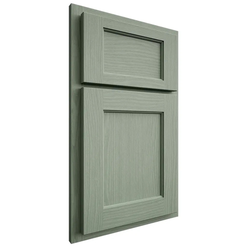 Shiloh Cabinetry Partial Overlay Square Flat White Oak Plain Cut Moss Door