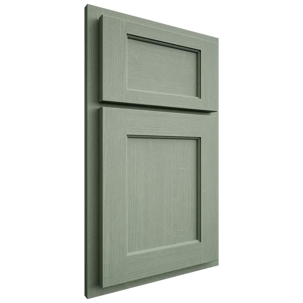 Shiloh Cabinetry Partial Overlay Square Flat White Oak Quarter Sawn Moss Door