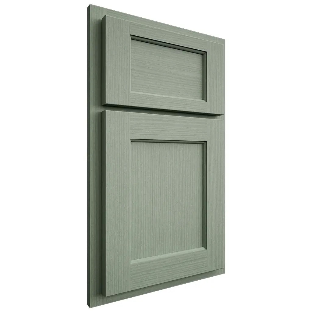 Shiloh Cabinetry Partial Overlay Square Flat White Oak Rift Cut Moss Door