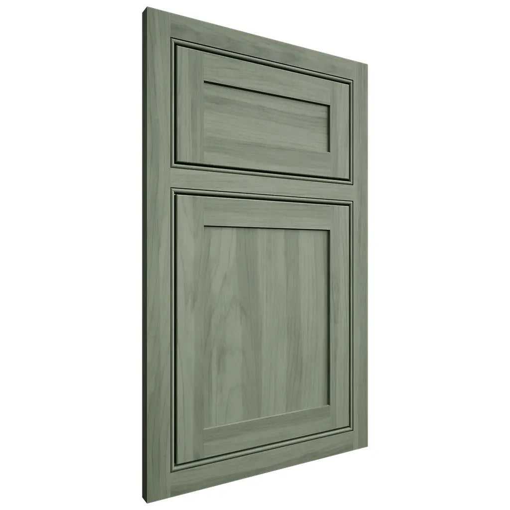 Shiloh Cabinetry Partial Overlay Square Raised Hickory Plain Cut Moss Door