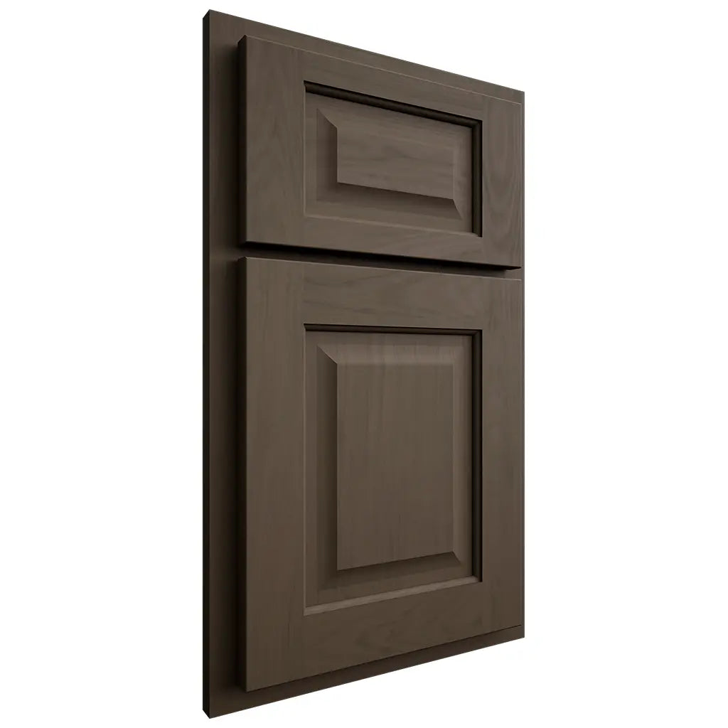 Shiloh Cabinetry Partial Overlay Square Raised Maple Plain Cut Perfect Brown Door