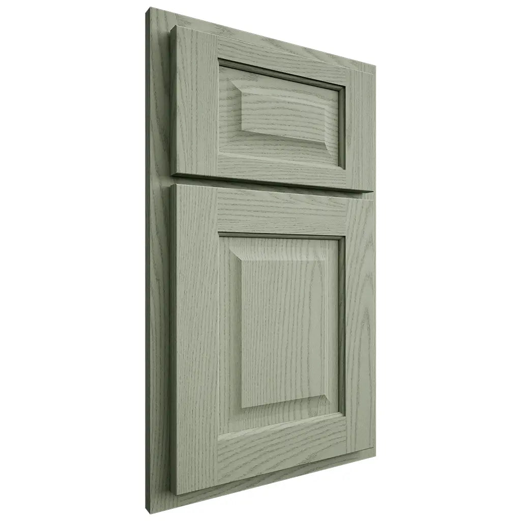 Shiloh Cabinetry Partial Overlay Square Raised Red Oak Plain Cut Moss Door