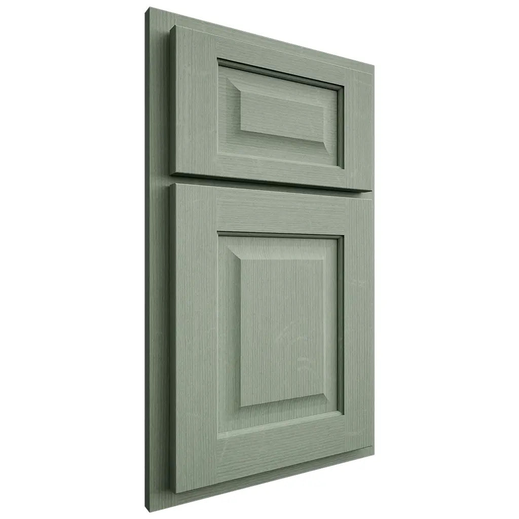 Shiloh Cabinetry Partial Overlay Square Raised White Oak Quarter Sawn Moss Door