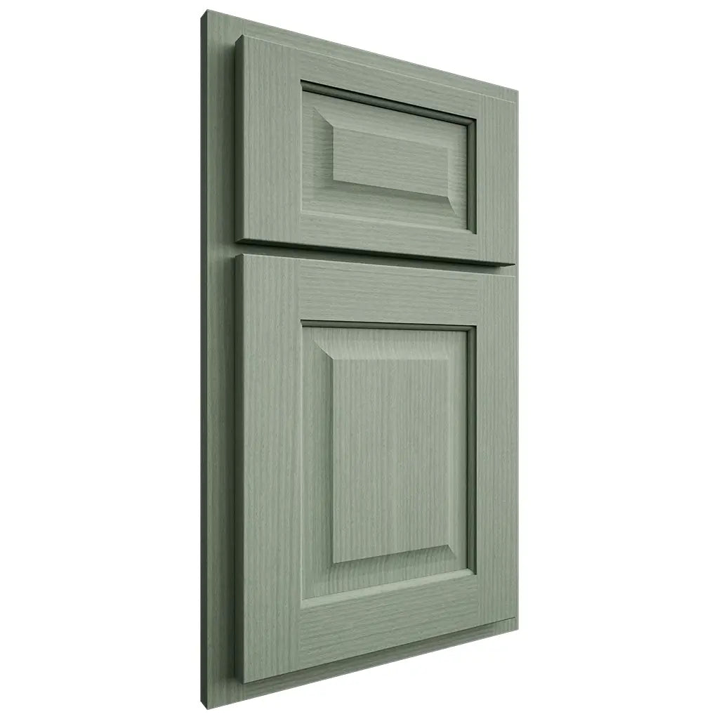 Shiloh Cabinetry Partial Overlay Square Raised White Oak Rift Cut Moss Door