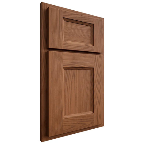 Shiloh Cabinetry Partial Overlay Statesville Red Oak Plain Cut Braun Door