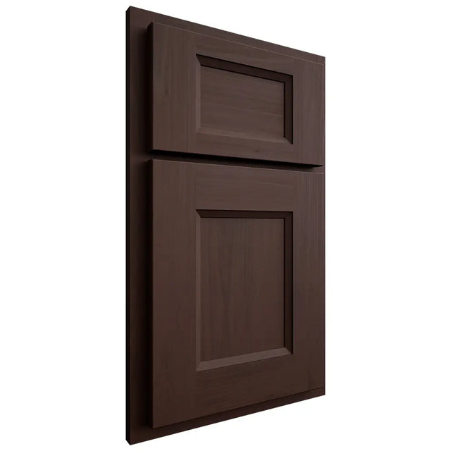 Shiloh Cabinetry Partial Overlay Statesville Walnut Plain Cut Bison Door