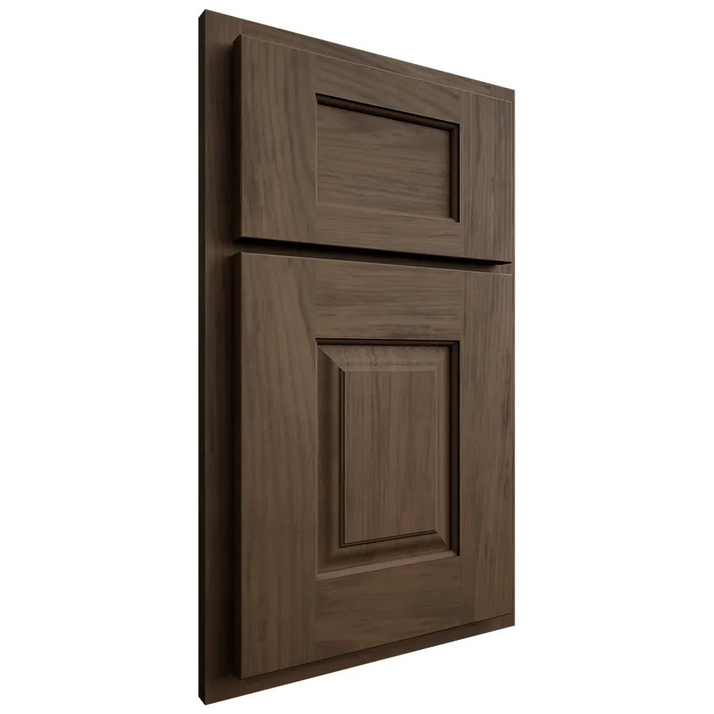 Shiloh Cabinetry Partial Overlay Summit Alder Plain Cut Caviar Door