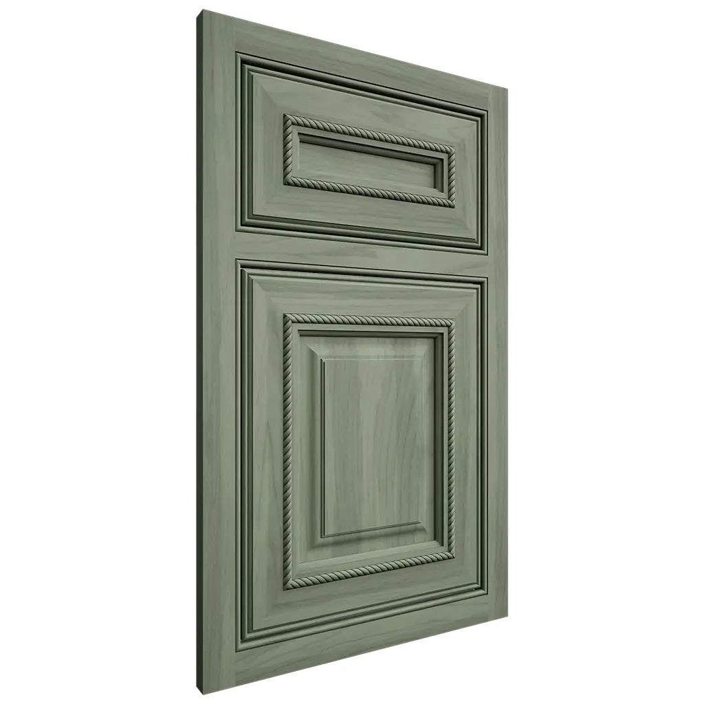Shiloh Cabinetry Partial Overlay Summit Hickory Plain Cut Moss Door