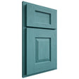 Shiloh Cabinetry Partial Overlay Summit Red Oak Plain Cut Aqua Door