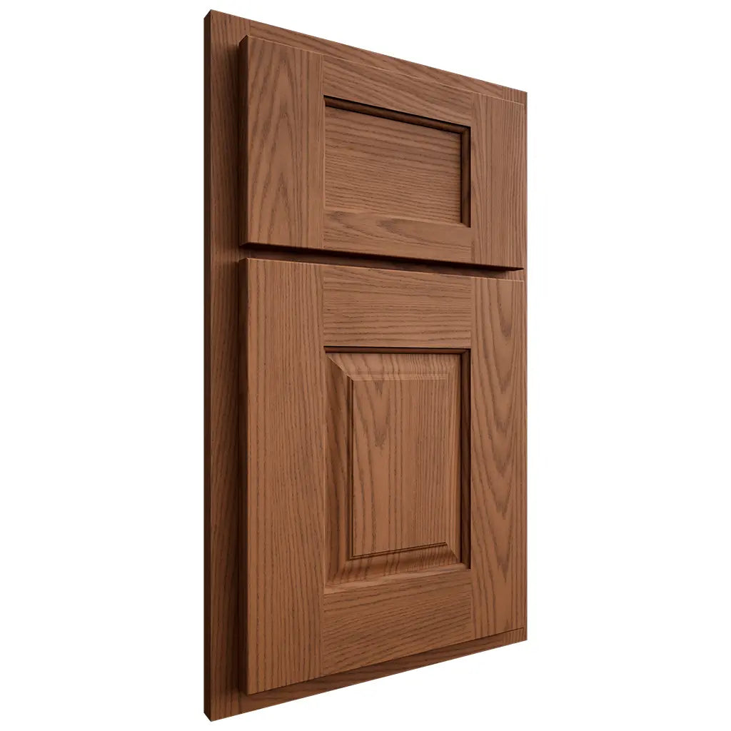 Shiloh Cabinetry Partial Overlay Summit Red Oak Plain Cut Braun Door