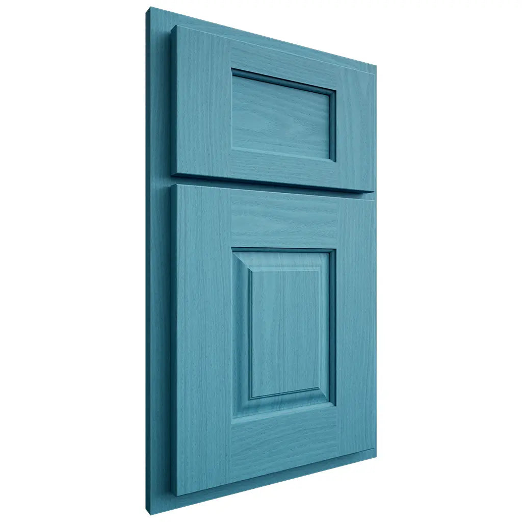 Shiloh Cabinetry Partial Overlay Summit White Oak Plain Cut Aqua Door