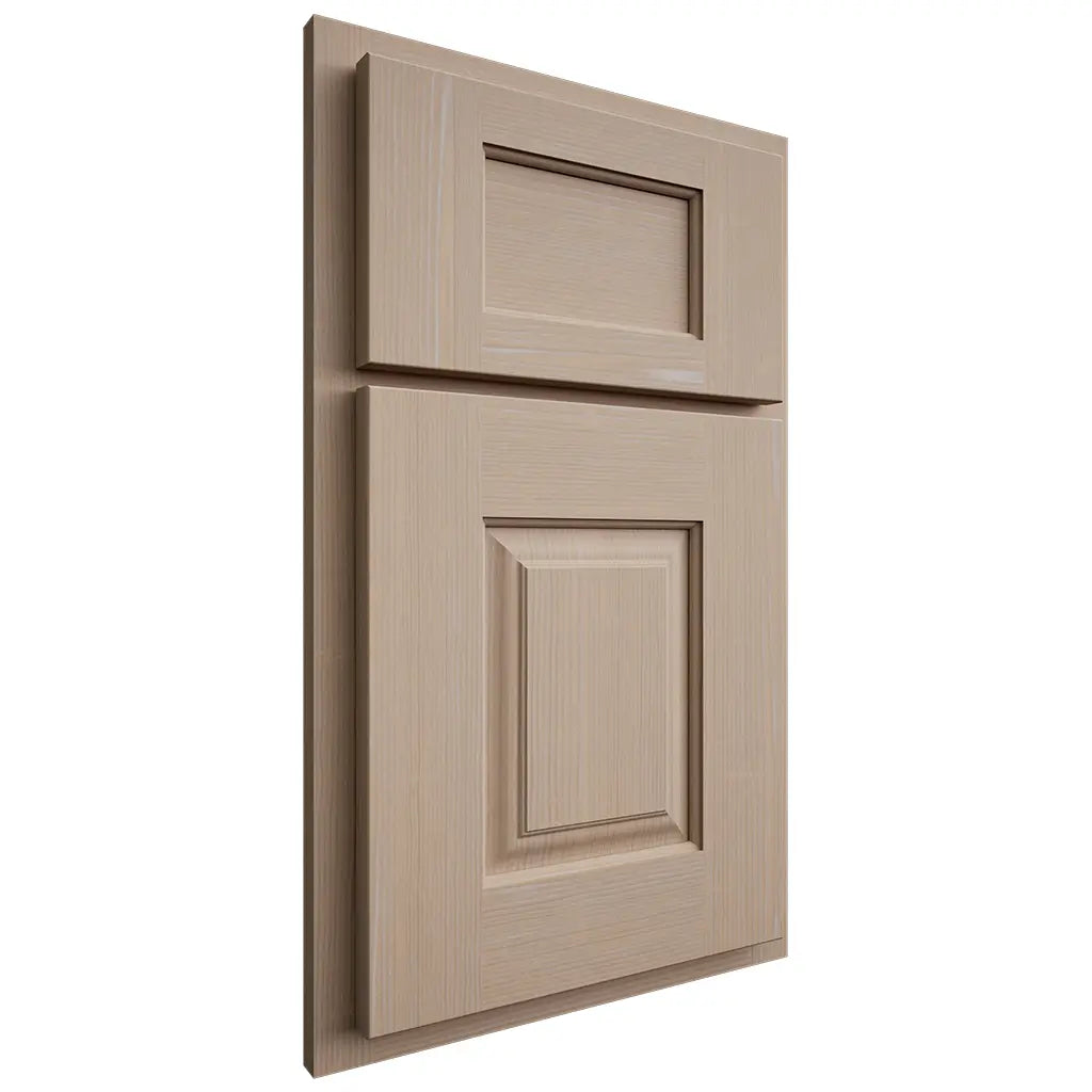 Shiloh Cabinetry Partial Overlay Summit White Oak Quarter Sawn Straw Door