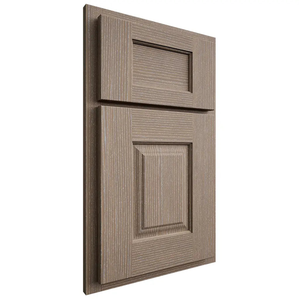 Shiloh Cabinetry Partial Overlay Summit White Oak Rift Cut Almond Door