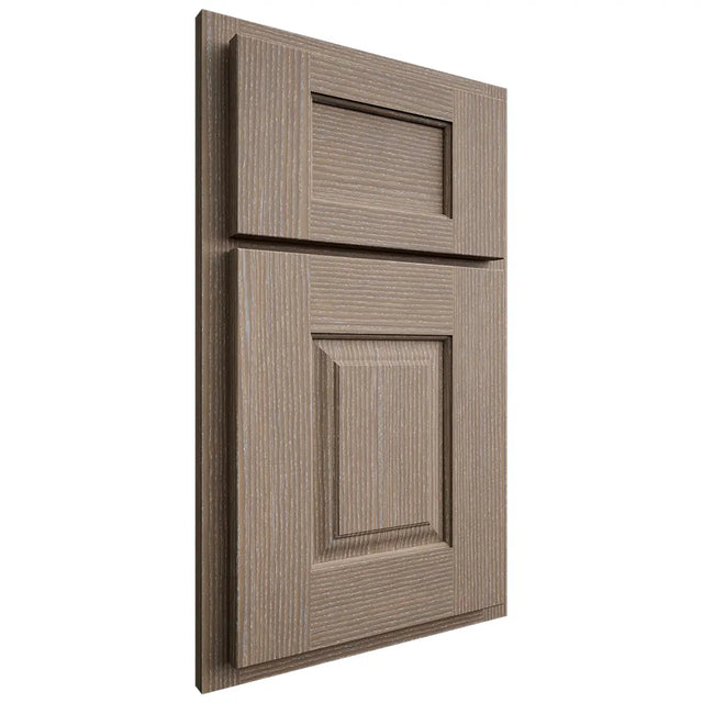 Shiloh Cabinetry Partial Overlay Summit White Oak Rift Cut Almond Door