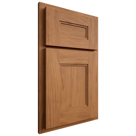 Shiloh Cabinetry Partial Overlay Tahoe Alder Plain Cut Caramel Door