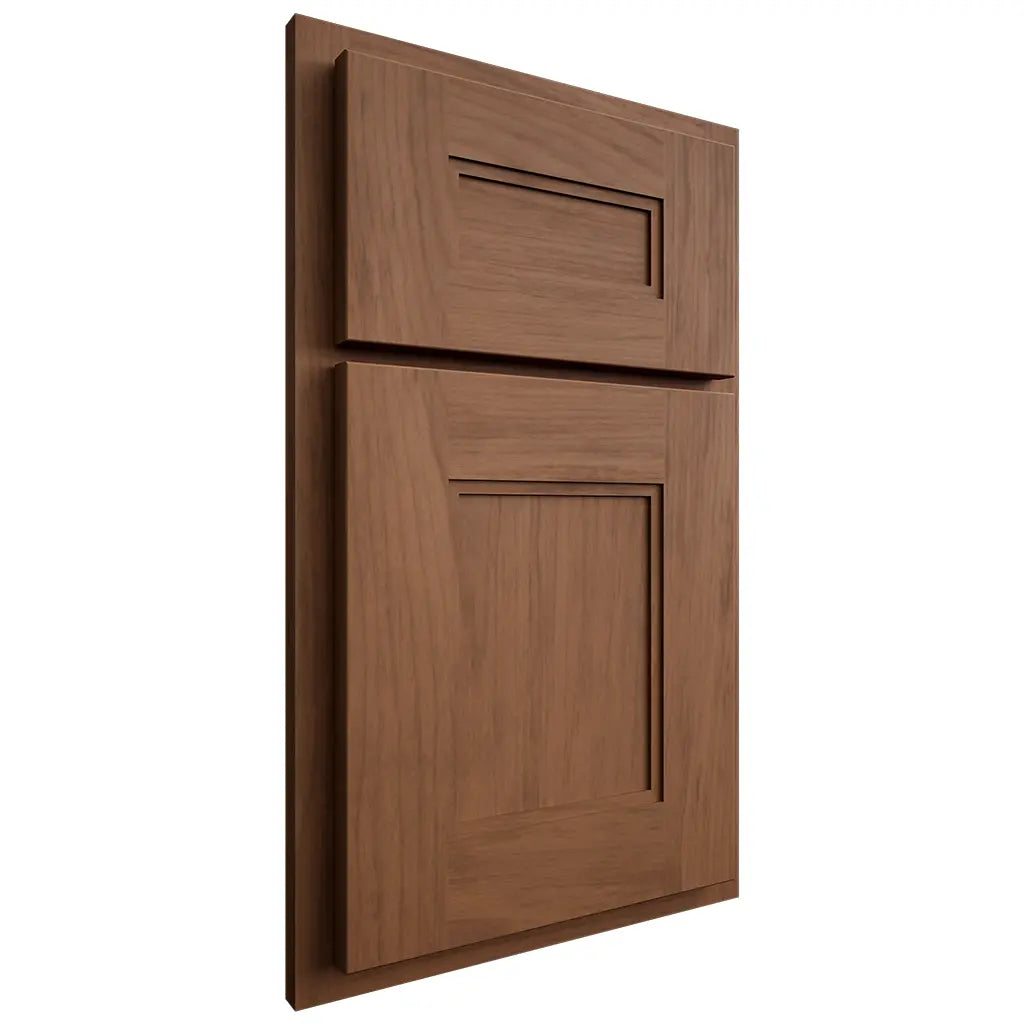 Shiloh Cabinetry Partial Overlay Tahoe Alder Plain Cut Cola Door