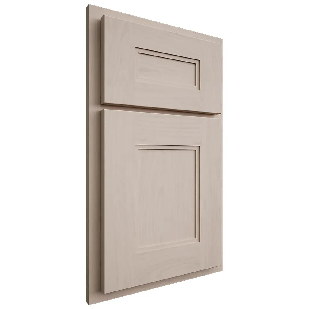 Shiloh Cabinetry Partial Overlay Tahoe Alder Plain Cut White Sands Door