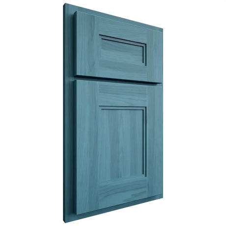 Shiloh Cabinetry Partial Overlay Tahoe Hickory Plain Cut Aqua Door