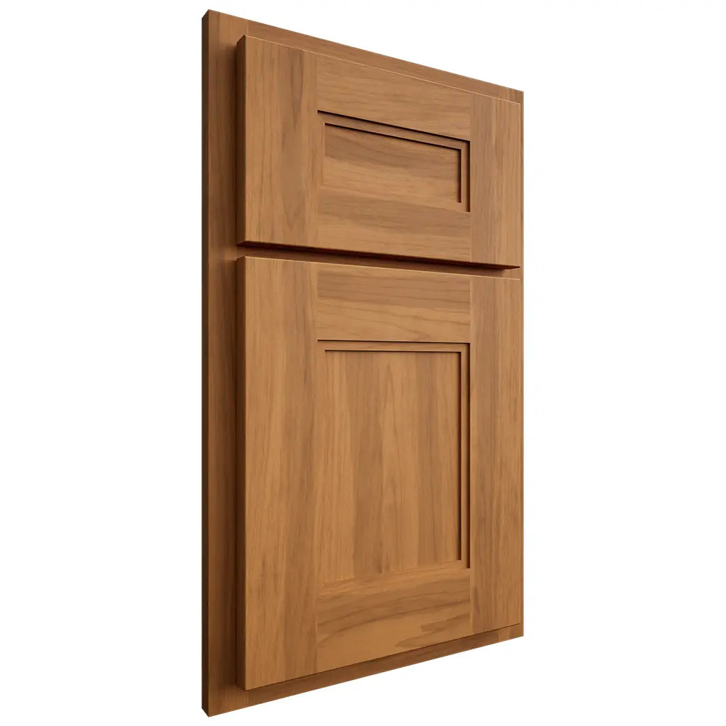 Shiloh Cabinetry Partial Overlay Tahoe Hickory Plain Cut Medium Door