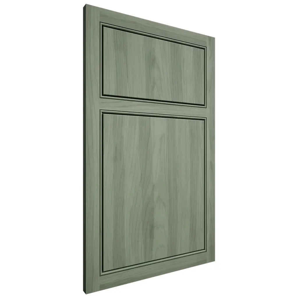 Shiloh Cabinetry Partial Overlay Tahoe Hickory Plain Cut Moss Door