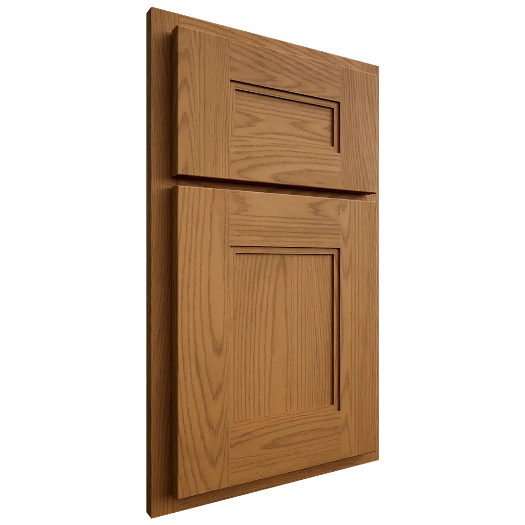 Shiloh Cabinetry Partial Overlay Tahoe Red Oak Plain Cut Autumn Door