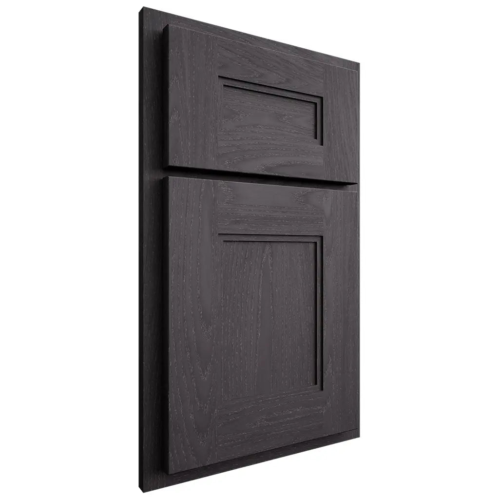 Shiloh Cabinetry Partial Overlay Tahoe Red Oak Plain Cut Harbor Door