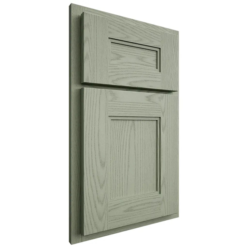 Shiloh Cabinetry Partial Overlay Tahoe Red Oak Plain Cut Moss Door
