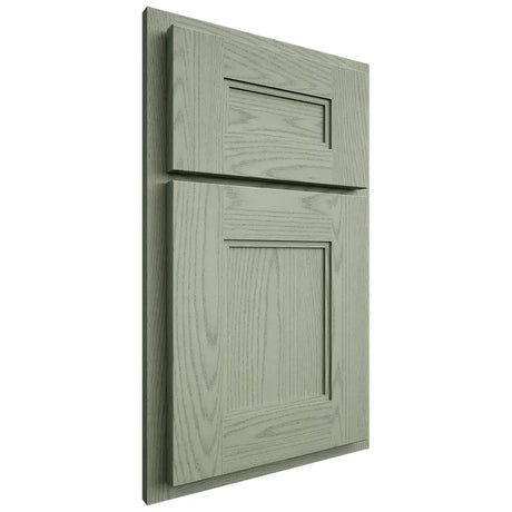 Shiloh Cabinetry Partial Overlay Tahoe Red Oak Plain Cut Moss Door