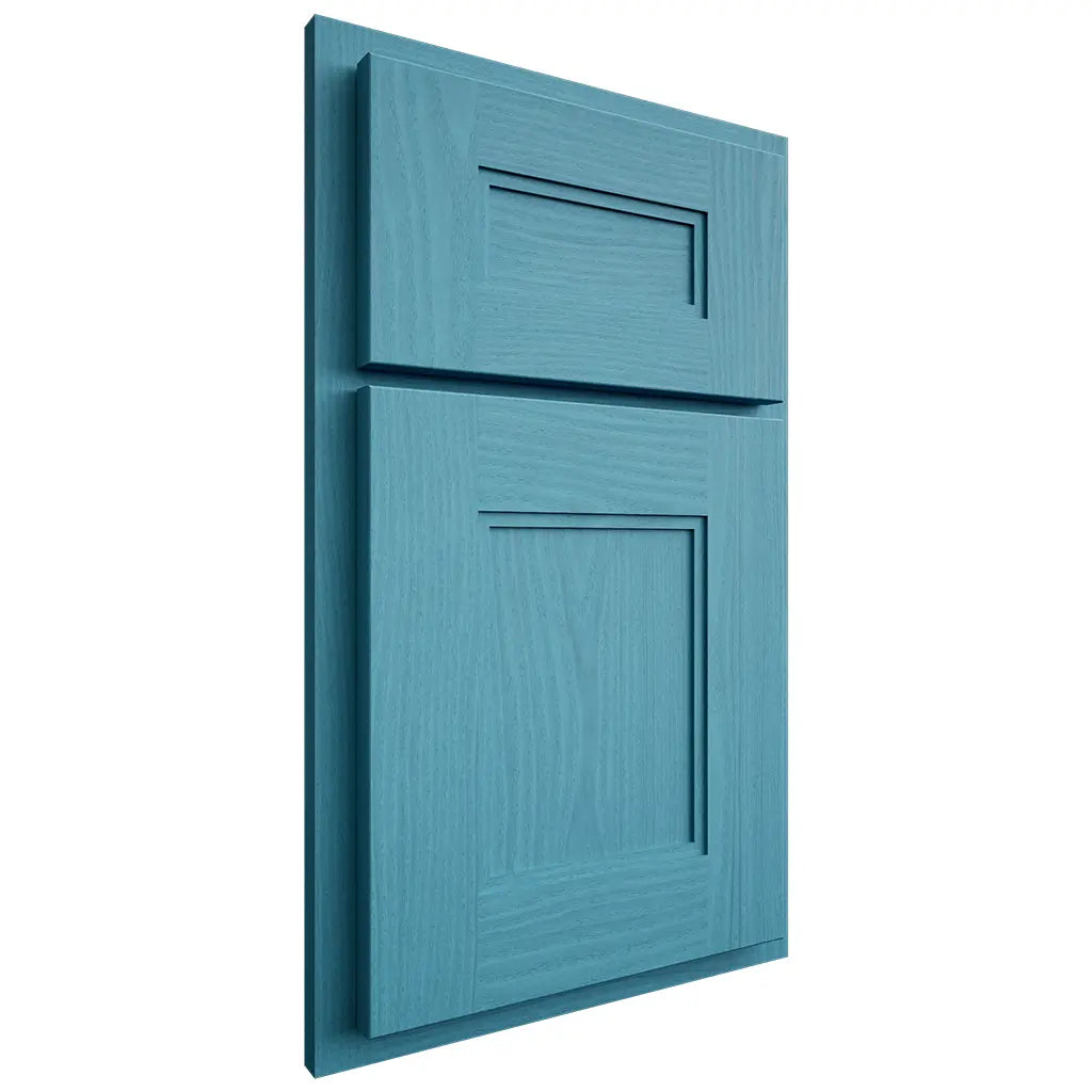 Shiloh Cabinetry Partial Overlay Tahoe White Oak Plain Cut Aqua Door