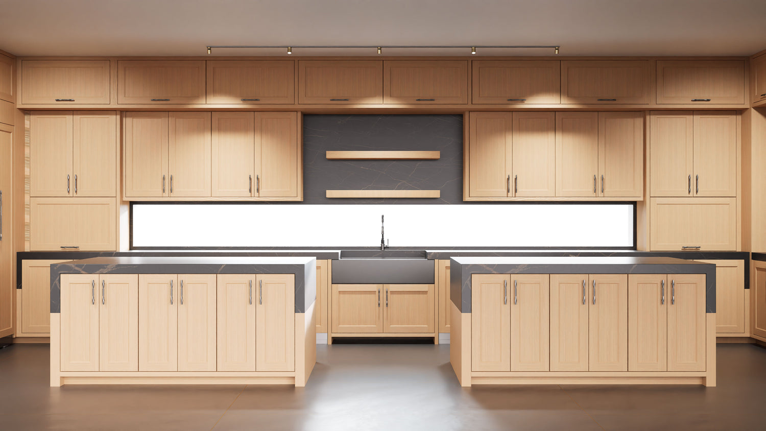 Armario de cocina de 3 x 3 metros Greenfield Rift Cut de roble blanco (sin marco, cepillado con alambre y teñido) | Ensamblado en EE. UU.